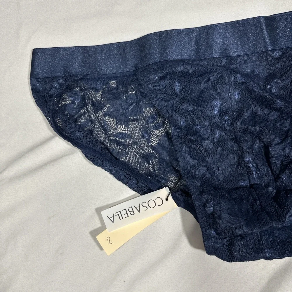NWT Cosabella [ MENS Large ] Never Say‎ Never Sports Brief Lace Navy Blue U1943